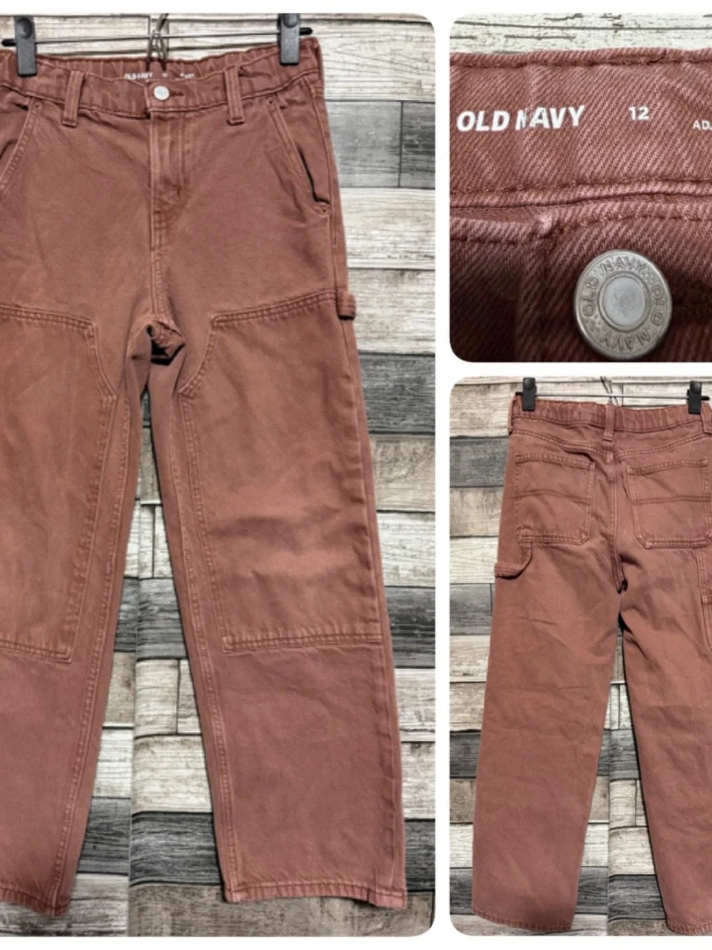 Old Navy Baggy Jeans Girls Size 12 (Inseam 25.5) Adjustable Waist Carpenter